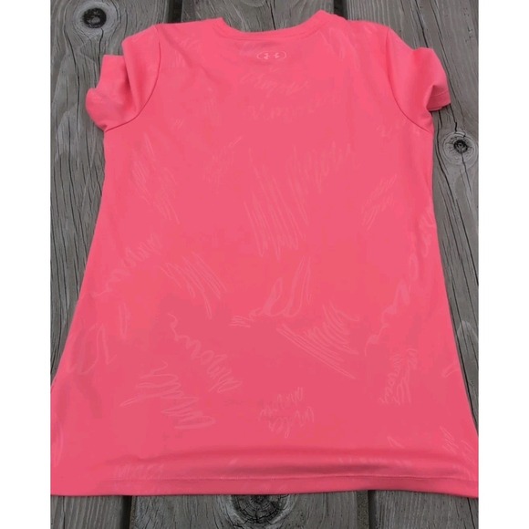 Under Armour T-Shirt Women's Sz Med Pinky Peach Heat Gear Graphic - Picture 3 of 9